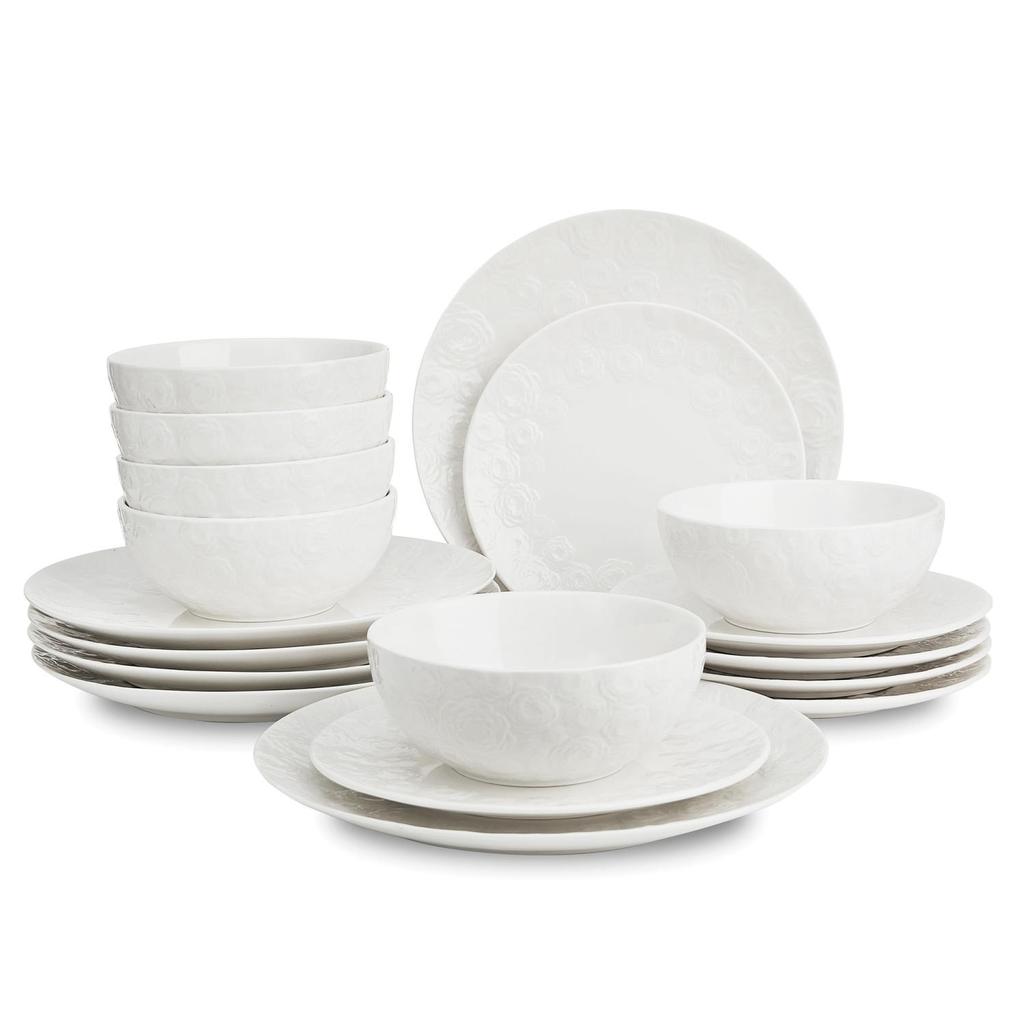 Porcelain Dinner Set for 6 People, with Rose Pattern, Sara DUKA