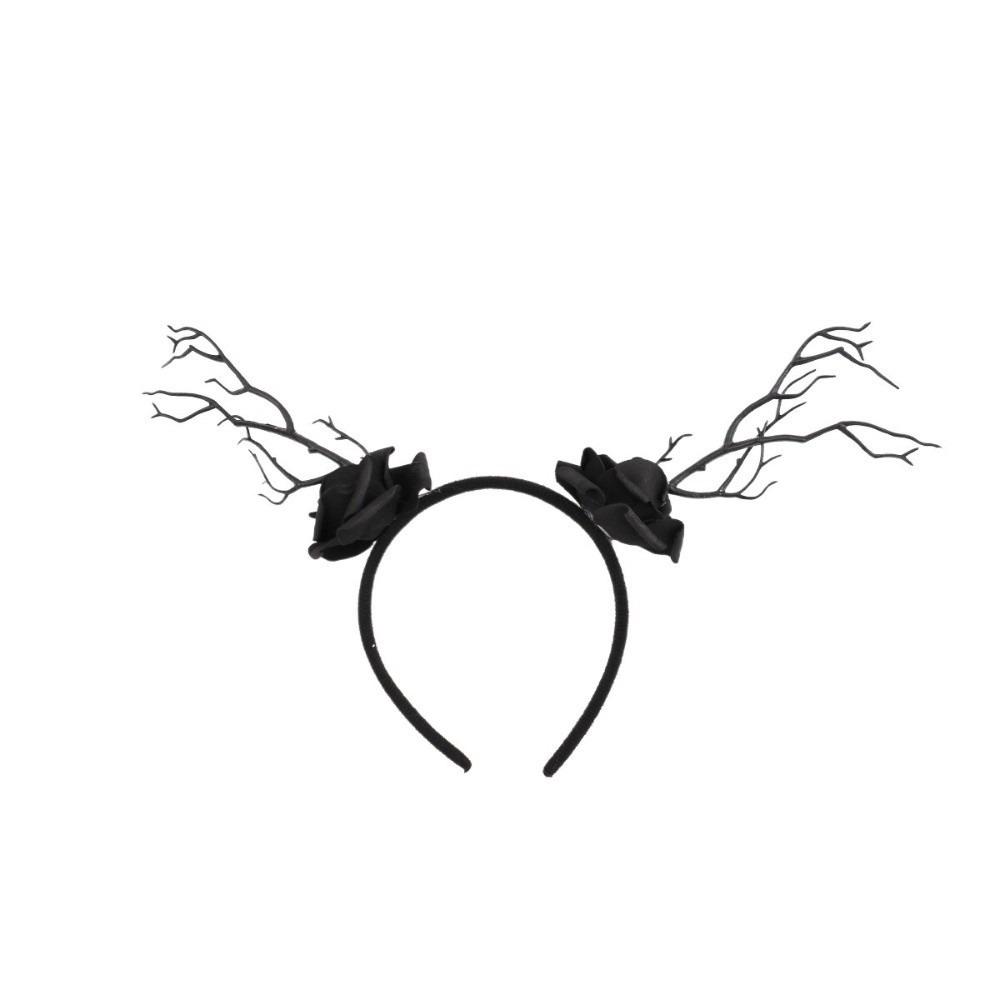 Rose Flower Branch Hair Hoop Bat Halloween Flower Crown Headwear Halloween Headband  Ladies