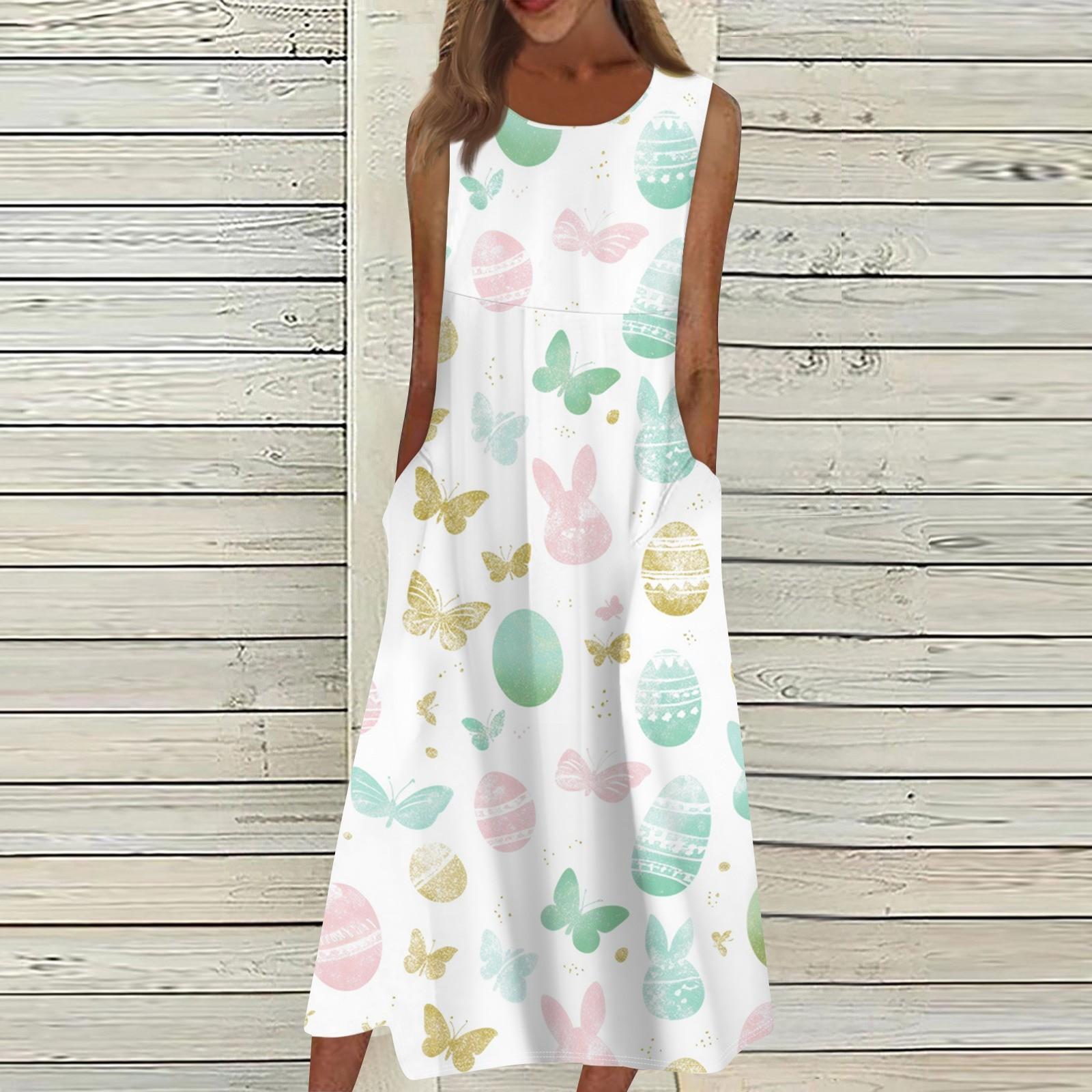 

Жен. Повседневные платья с принтом Круглый вырез Классический Классический На открытом воздухе Повседневные Без рукавов Свободные платья L белый