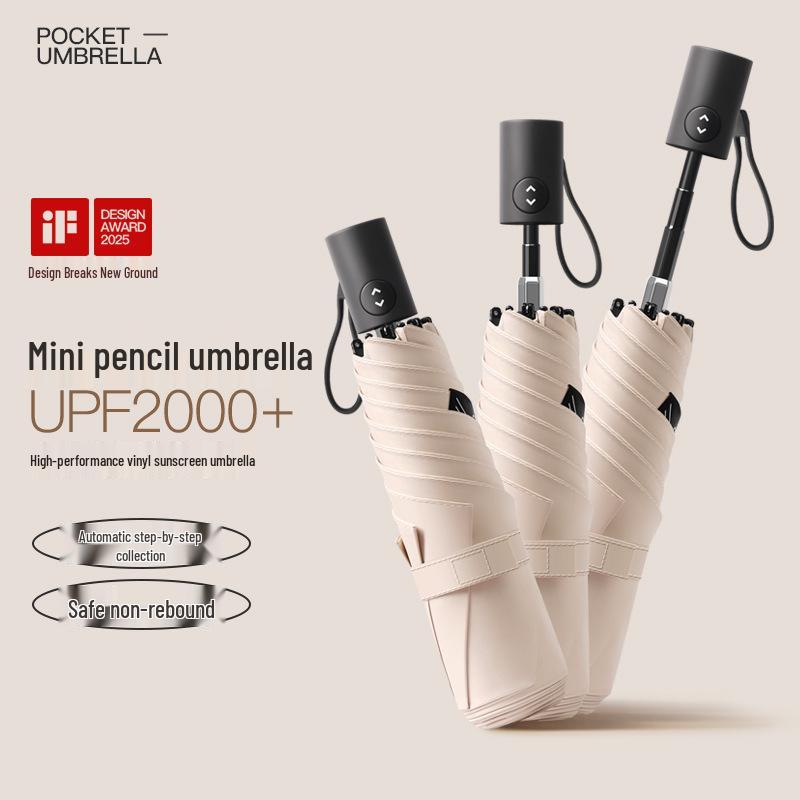 220g Ultralight Japan Mini Pencil Automatic Umbrella: Anti-Rebound, Retractable, Ideal for Rain or Shine.