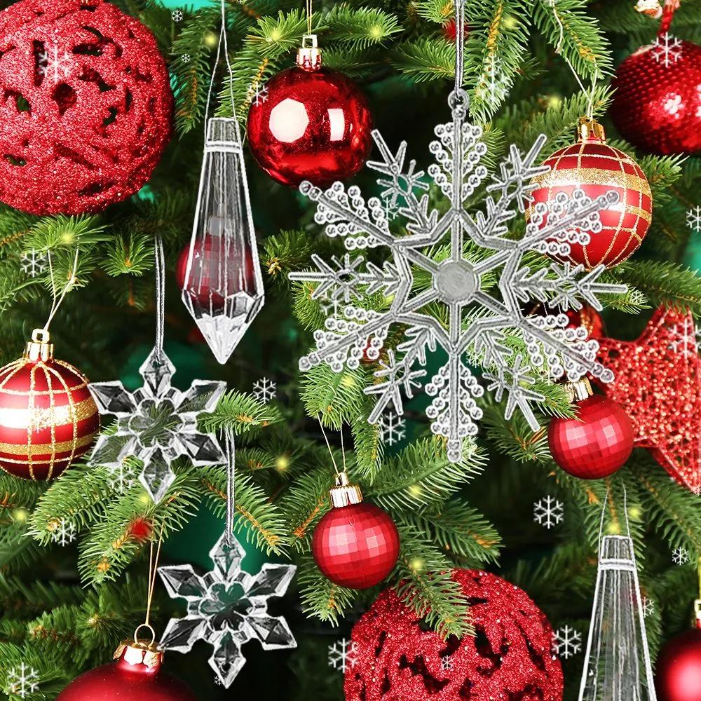 Christmas tree decorations 5 cm snowflake, icicle transparent 24 pcs