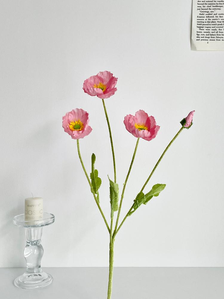 Poppy Pink Icelandic Artificial Flower Bouquet for Living Room Decoration