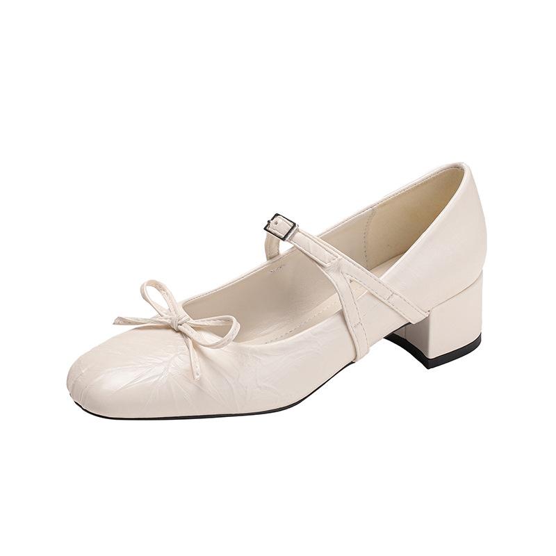 

Versatile shallow mouth fairy style 2025 summer and autumn new models with skirts gentle word with thick heel Mary Jane women s shoes 35 абрикосовый