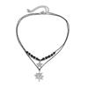 Vintage Sun Star Pendant Necklace Necklace Simple Frosted Stone Beaded Neck Chain