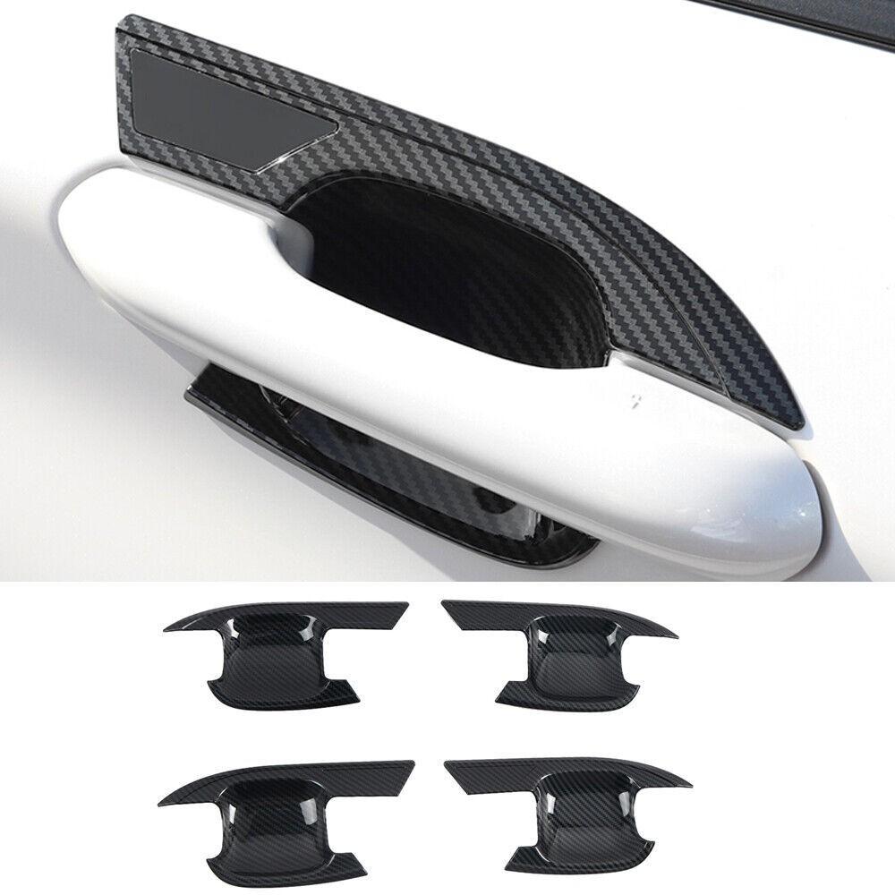 Carbon Fiber 4X Exterior Door Handle Bowl Cover Trim For Ford Explorer 2020-2022
