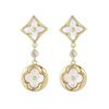 New High-End Mother-of-Pearl Four-Leaf Clover Geometric Earrings, Copper Plated with Real Gold