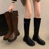 Designer Women Knee High Boots Fashion Large Cylinder Circumference Shoes Autumn Winter Low Heel Ladies Knight Long Booties