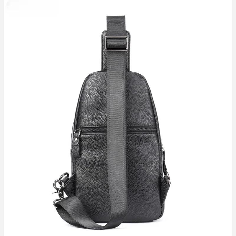 Men's Chest Bag, Genuine Leather Crossbody Bag, Men's Wear-resistant, Expandable, and Reduced Weight