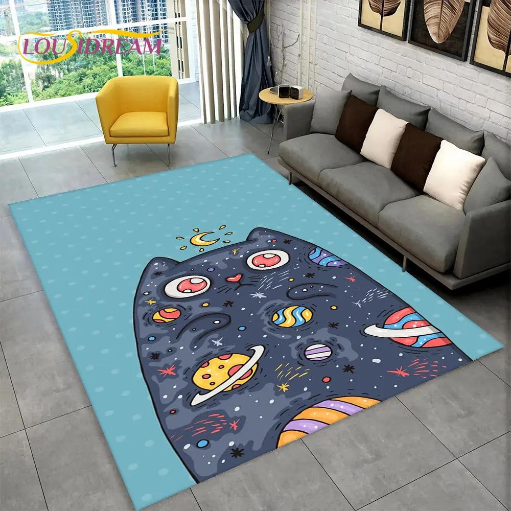 Cute Cat Cartoon Area Rug,Carpet Rug for Living Room Children's Bedroom Sofa Doormat Decor,Kids Play Crawling Non-slip Floor Mat