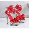 Strap Shoes Butterfly Sexy Super High Heels 15CM Thin Heel Waterproof Platform Sandals Transparent Crystal LFD