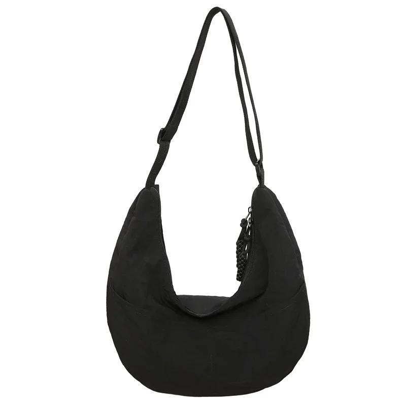 

Простые однотонные нейлоновые повседневные сумки через плечо на молнии для женщин, универсальные модные дорожные сумки