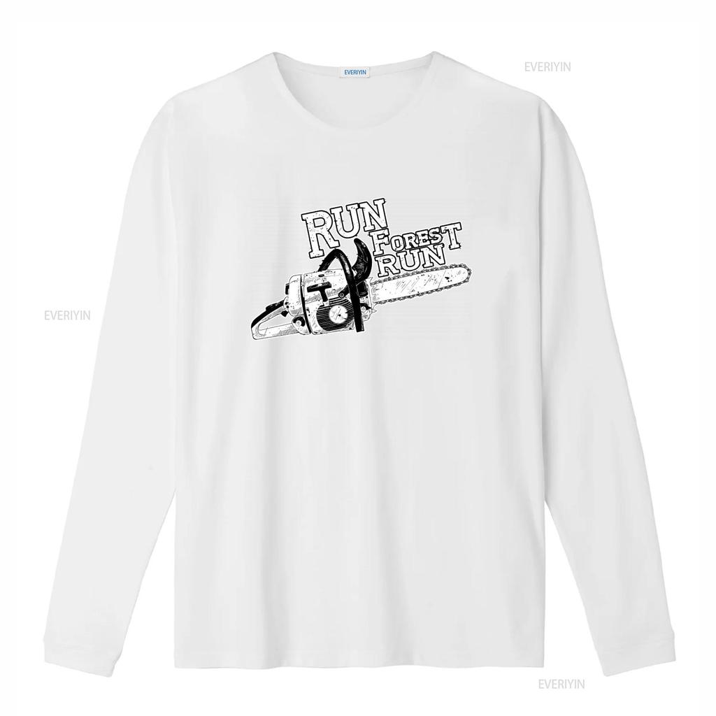 Run Forest Chainsaw T Shirt Black Dmc Style with Running Gump Movie Quote Perfect for Lumberjack Enthusiasts vintage Washed