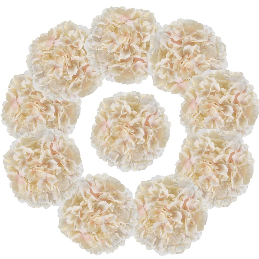10 Pcs Artificial Hydrangea Flowers Fake Hydrangea Silk Flowers Heads with Stems Faux Hydrangea for Table Wedding Baby Shower Party Home Decorations