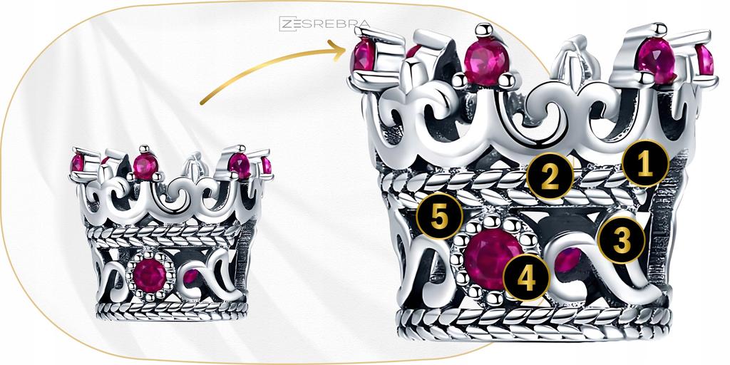 Charms 925 Crown Pendant Bead Charms 925 Cubic Zirconia