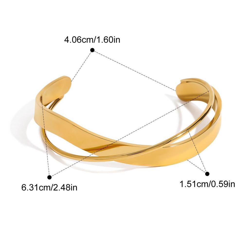 Yori Minimalist Stainless Steel Metal Irregular 18K Golden PVD Bracelet Bangle Distinctive Jewelry Wholesale 2025