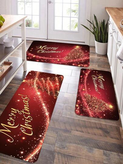 Santa Claus Balloon Printed Kitchen Carpet Non Slip Durable Entrance Mat Suitable for Home Office Laundry Room Quick Drying Mat