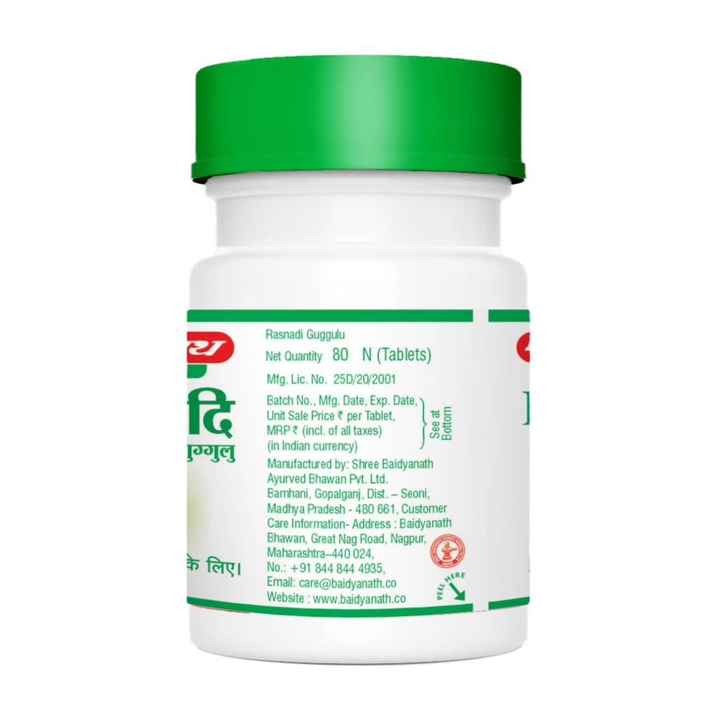 Baidyanath Rasnadi Guggulu Ayurveda Schmerztabletten 80 Stück Packung zur Unterstützung von Gelenken und Muskeln