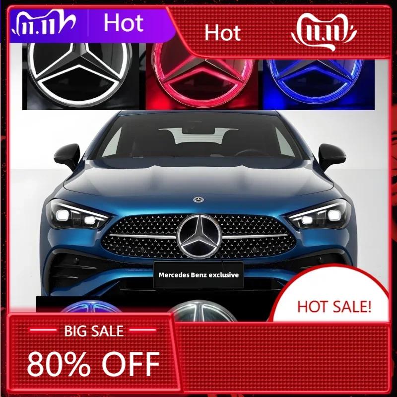 C200 E200 For Mercedes Benz Car Front Grill Logo Light mirror face LED Badge Emblem Luminous Decorative Light For Mercedes Benz