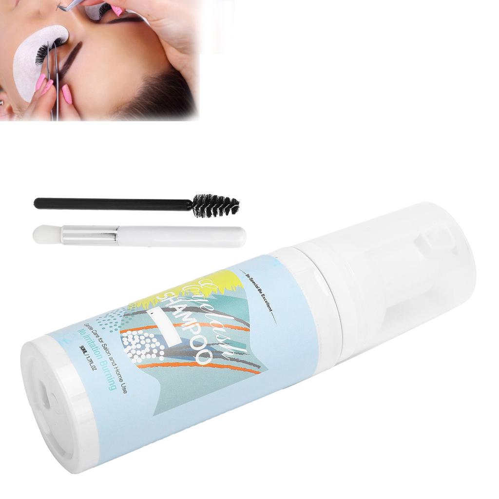 50ml Eyelash Shampoo Moisturizing False Eyelash Extension Shampoo with Brush Tool