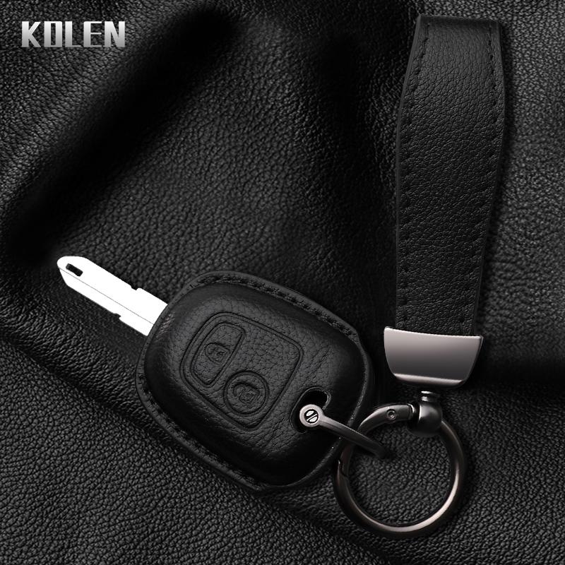 Genuine Leather Auto Key Fob Cover Case Housing Fit For Peugeot 106 107 206 207 306 307 406 407 Citroen C1 C2 C3 C4 Xsara Picasso Fit For Toyota