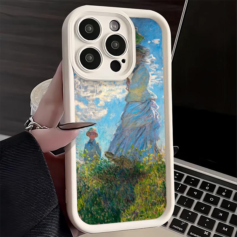 Phone Case for iPhone 17 Air 16E 15 16 Pro Max Claude Monet Oil Painting Cover 14 Plus 13 12 Mini Soft Shell Silicone Fundas