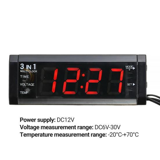 Autohodiny DC 12V Multifunkční 3 v 1 Digitální Elektrický Měřič Panel Voltmeteru pro Auto