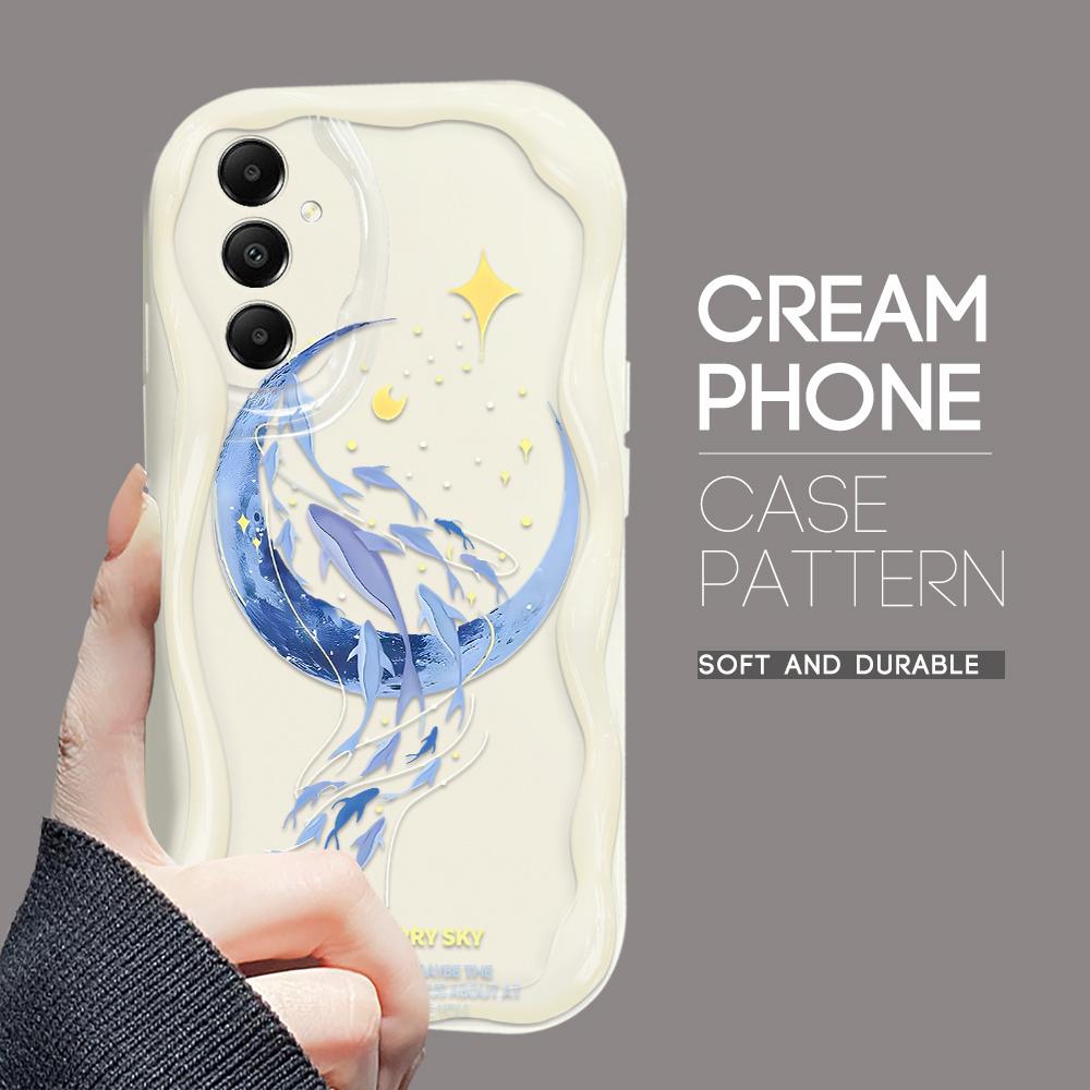 Cute Cartoon Pattern Cream Texture Casing Wavy Edge Soft Silicone Cover Phone Case for Samsung