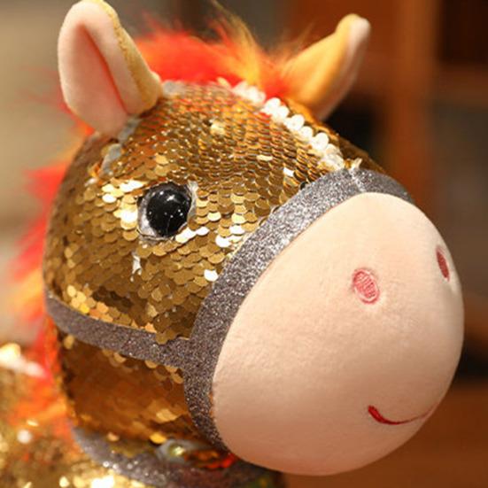 Sequin Horse Doll National Style Fabric Auspicious Meaning Zodiac Horse Theme Doll Traditional Crafted Pony