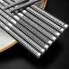 5 Pairs Stainless Steel Chopsticks Set Non-slip Reusable Engraved Patterns Metal Chopsticks for Cooking Eating Outdoor