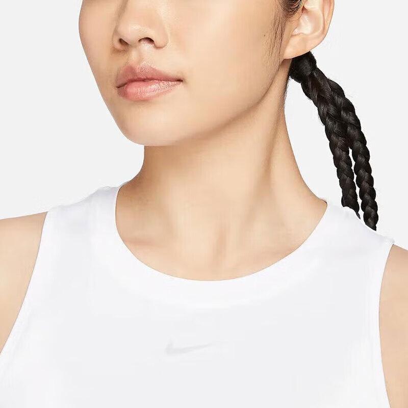 Nike One Classic Dri-FIT Solid Color Logo Comfortable Casual Sleeveless Tank Top Women Tops White Black FN2846100
