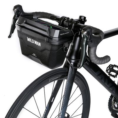 WILD MAN Borsa per manubrio bici Borsa per telefono anteriore per bicicletta Borsa per ciclismo EVA 3L impermeabile con