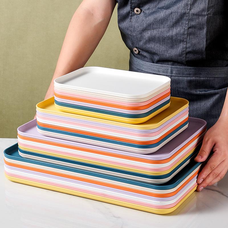 Rectangular Plastic Tea and Snack Tray for Home, Hotel, or Restaurant Use