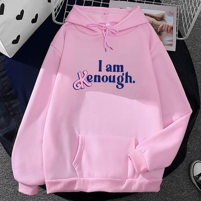 Ik Ben Ken Genoeg Barbenheimer Felroze Hoodies Unisex Herfst/Winter Warm Sweatshirt met Capuchon Cartoon Print Pullovers Unisex