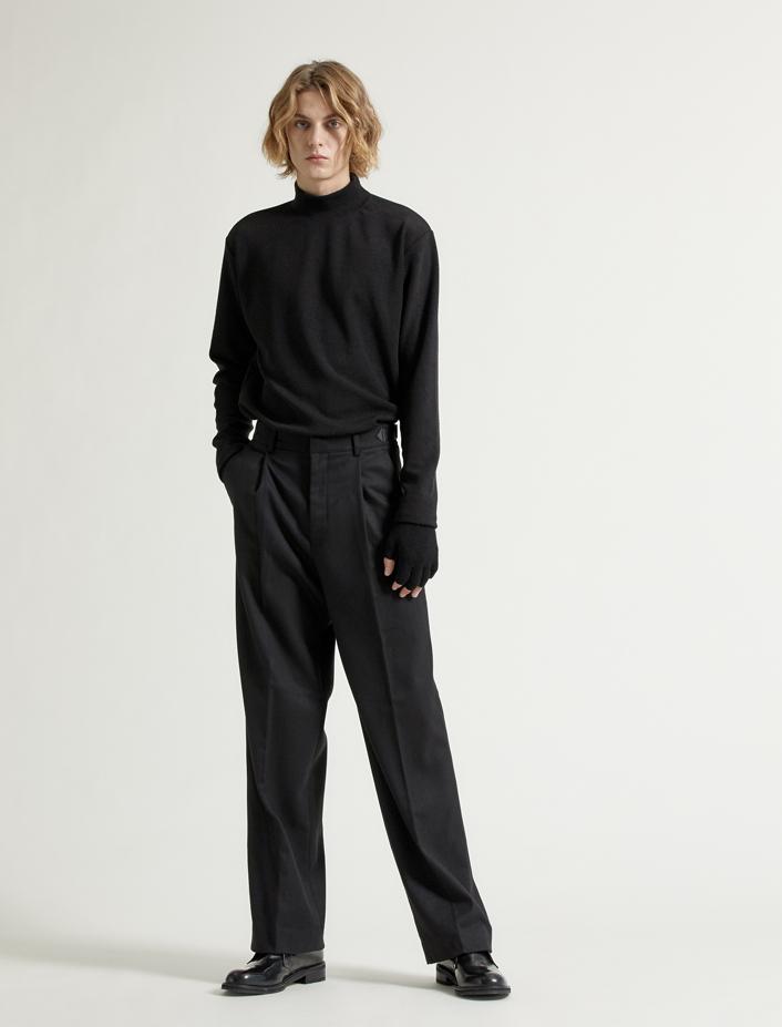 MARBETE Leather Tab Slacks Black