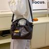 Faux Leather Bucket Handbag for Women, Vintage Style Shoulder Tote, Soft Crossbody Purse with Magnetic Closure KTB