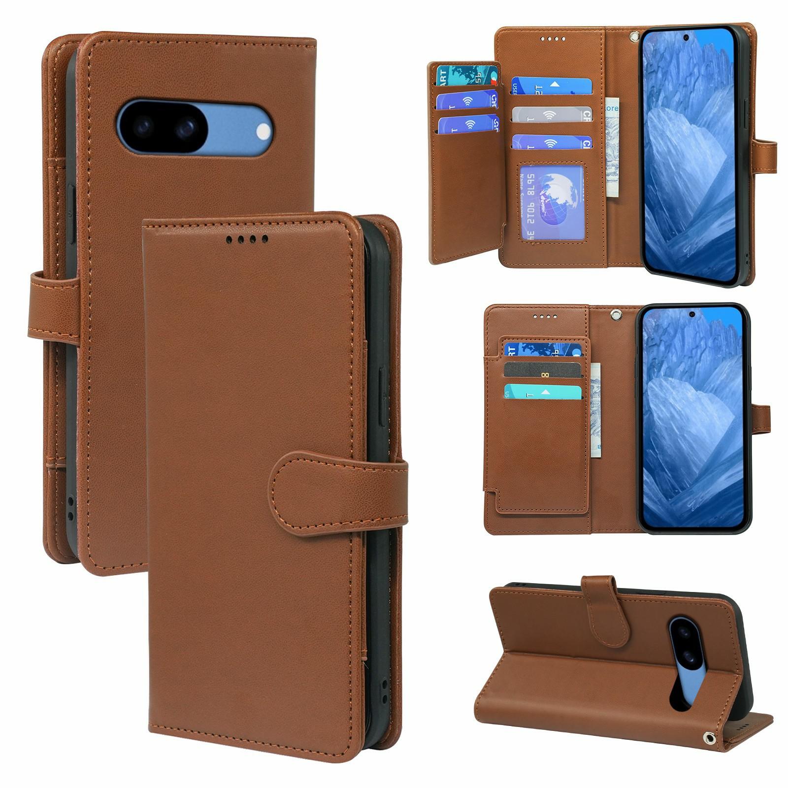 

Чохол для Google Pixel 8a з 9 відділеннями для карток, PU шкіра, підставка, чохол для телефону Brown