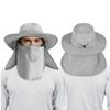 Men's Wide Brimmed Fishing Hat Outdoor, Removable Face and Neck Flap