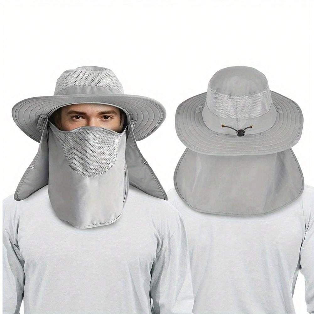 Men's Wide Brimmed Fishing Hat Outdoor, Removable Face and Neck Flap