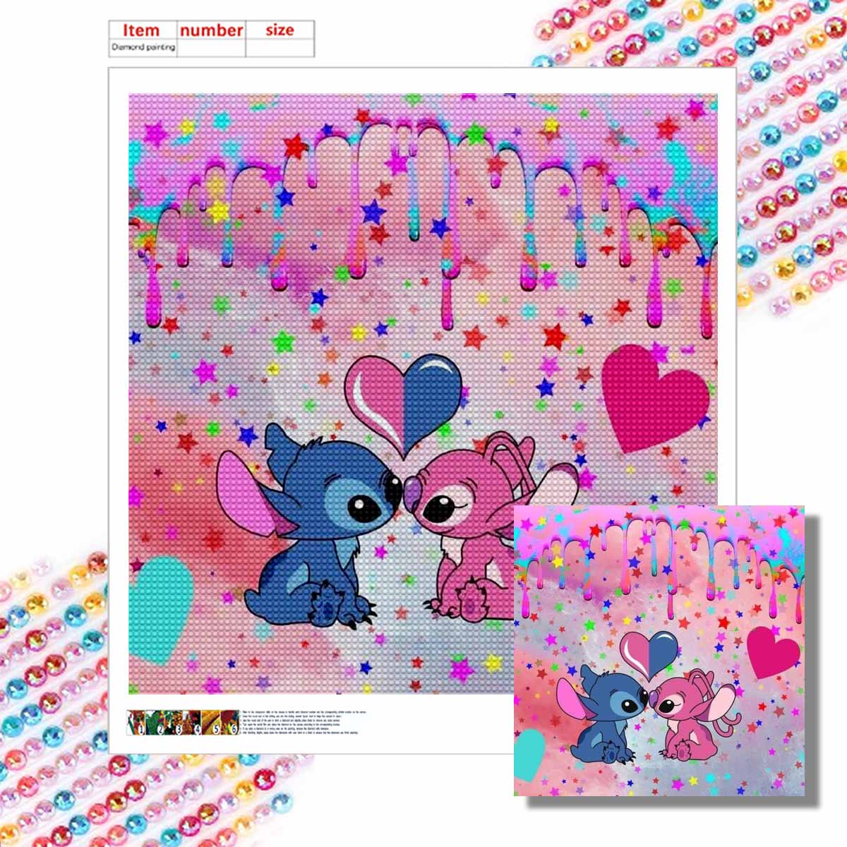 

Набор для алмазной мозаики 5D, Stitch In Love , Взрослый новичок 5D Вышивка круглыми алмазами Кристальная мозаика, Подходит для домашнего настенного декора Round 20x20cm