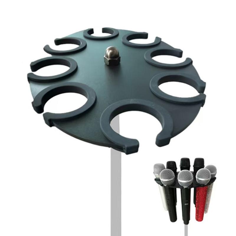 Desktop Microphone Stand Holder With 8 Slots For Secure Storage And Easy Organization Of Multiple Mics