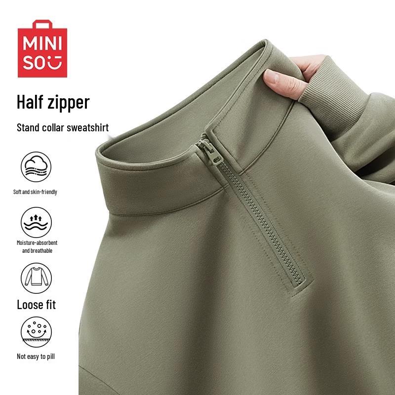 MINISO Men's Half-Zip Stand-Up Collar Sweatshirt