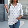 Women's Casual Fashion Sexy Comfortable V-neck Spotted Three-quarter Sleeve Top