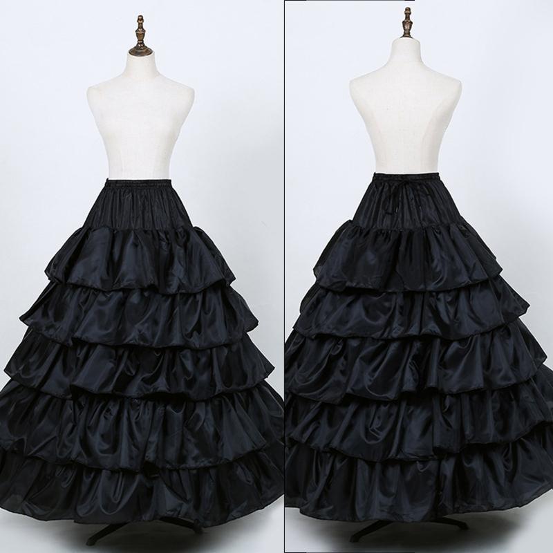 Women Crinoline Petticoat Black Ruffles Hoop Skirt Floor Length Ball Gown Slip Girls Underskirt for Wedding Bridal Dress