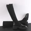 Winter Women Sock High Boots Knitting Mid Heels Fashion Shoes Woman Brand 2025 Trend Goth Fad Pumps Cozy Party Snow Botas Mujer