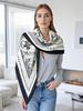 Silk Wool Triangle Scarf - Classic Black & White Versatile Shawl for Women