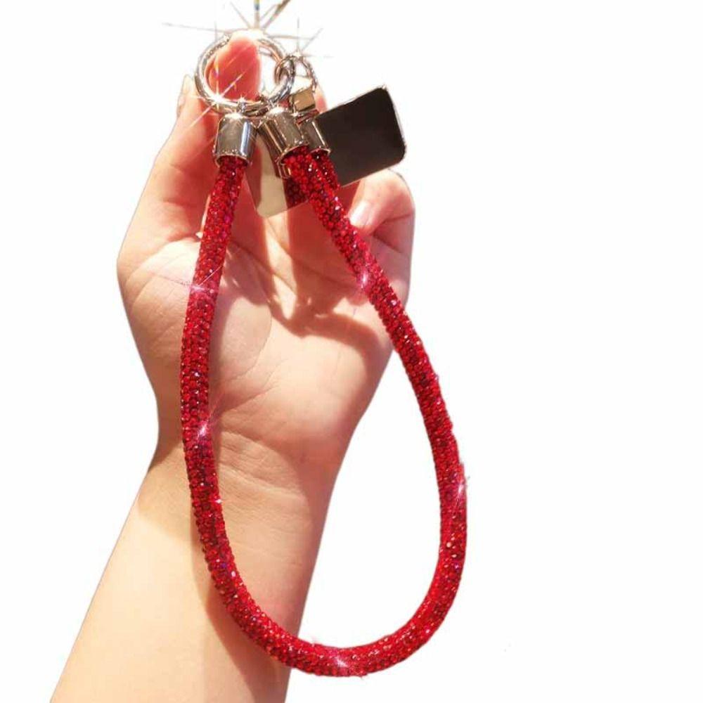 

Handheld Glitter Rhinestone Phone Lanyard Hanging Cord Mobile Phone Chain Phone Case Accessories червоний