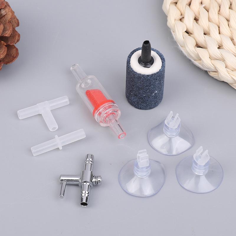 Aquarium Air Pump Accessories Kit With Air Stone Bubble Aerator Check Valves Suction Cups Oxygen Tube For Fish Tank Pump 1