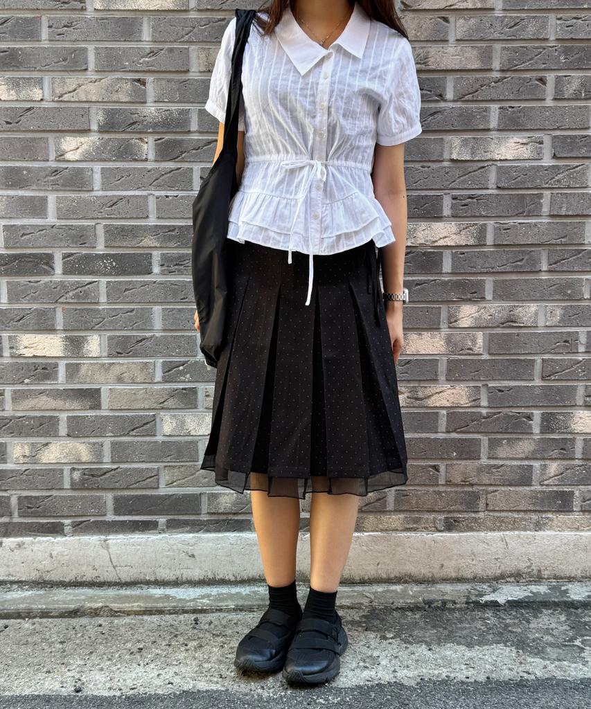 Lougeu Dot Chiffon Layered Skirt_Black