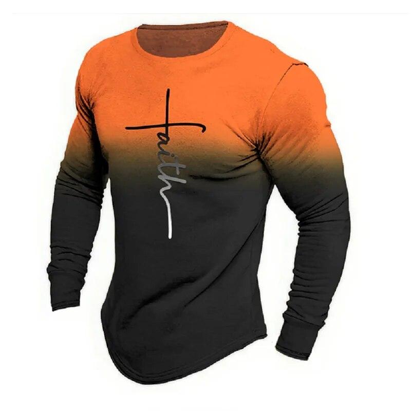 Модные мужские футболки с перекрестным принтом и 3D-градиентом Harajuku — фото 5