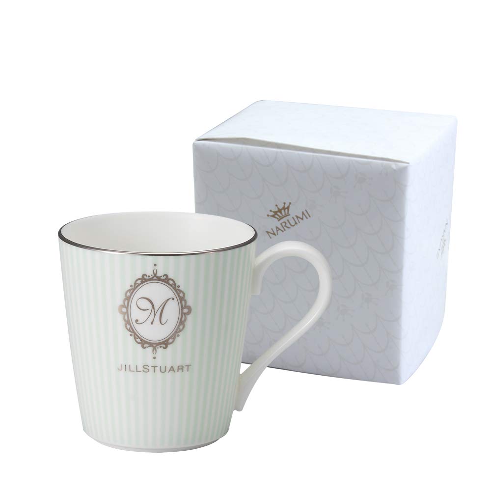 

JILL STUART Initial Green Stylish and Wedding Made in Gift Boxed and Mug, 290cc, (M), Stripe, Cute, Gift, Japan, Wrapped, 51918-2773AZ